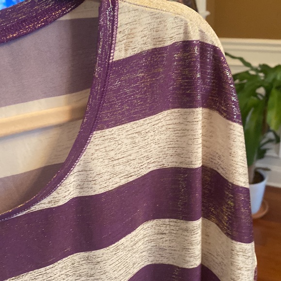 Bon Worth NWT Womens Purple, Cream & Gold Striped Short Sleeve Top - Size LP - Picture 7 of 16